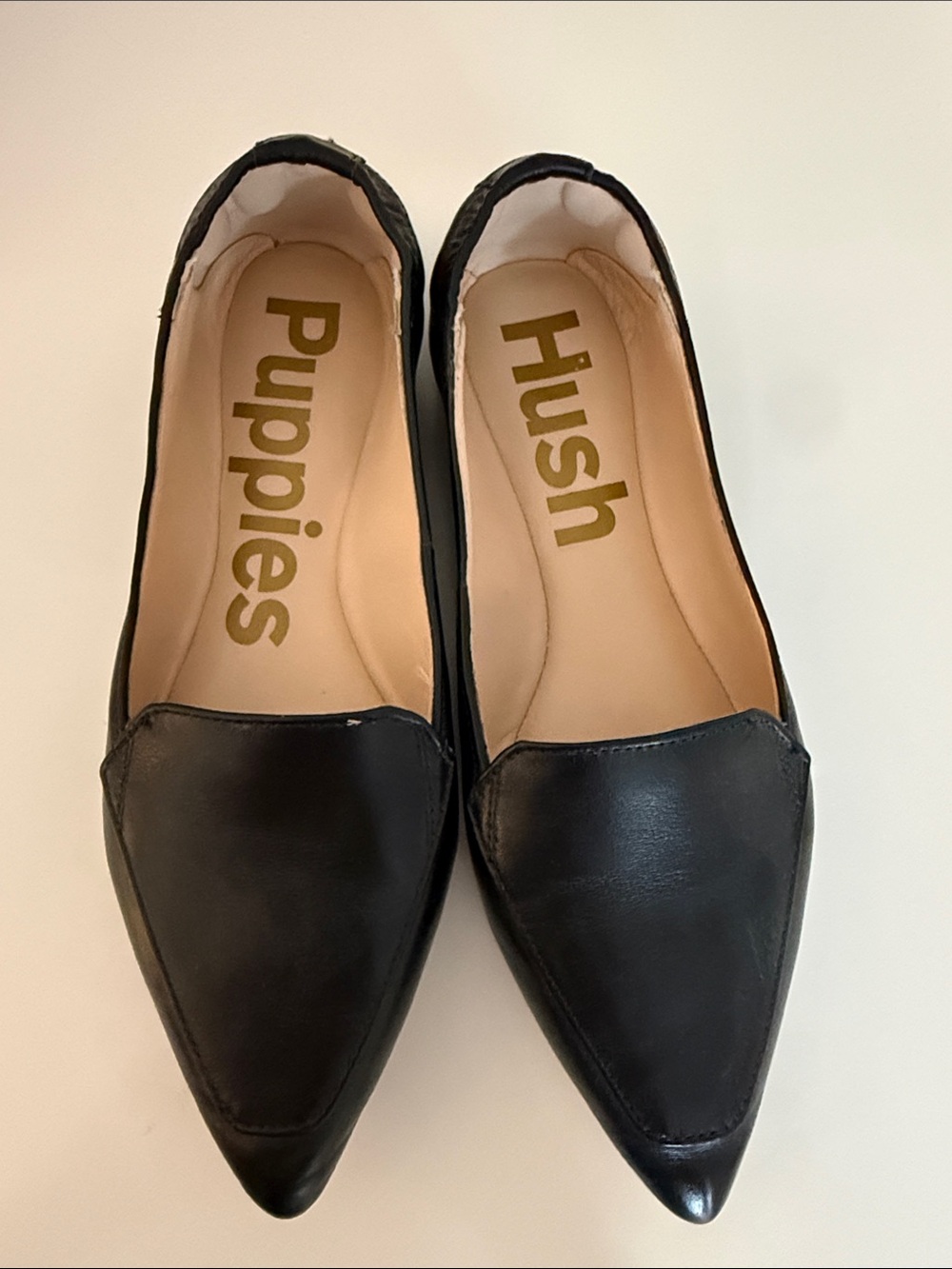 Hush Puppies Women's Black Pointed Toe Slip-On Flats